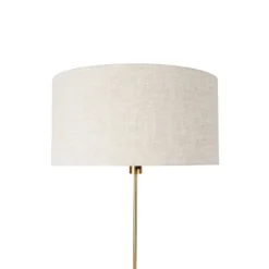 QAZQA Stehlampen|Wohnzimmerlampen*Stehlampe verstellbar bronze mit Schirm hellgrau 50 cm - Parte