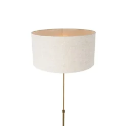 QAZQA Stehlampen|Wohnzimmerlampen*Stehlampe verstellbar bronze mit Schirm hellgrau 50 cm - Parte