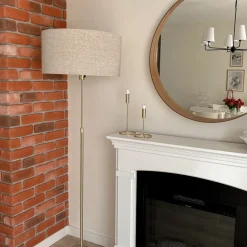 QAZQA Stehlampen|Wohnzimmerlampen*Stehlampe verstellbar gold mit Schirm hellgrau 50 cm - Parte