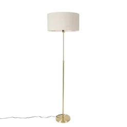QAZQA Stehlampen|Wohnzimmerlampen*Stehlampe verstellbar gold mit Schirm hellgrau 50 cm - Parte