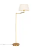 QAZQA Stehlampen|Wohnzimmerlampen*Stehleuchte aus Bronze mit weißem Faltenschirm und verstellbarem Arm – Ladas Deluxe