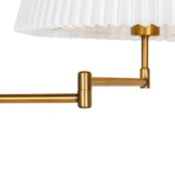 QAZQA Stehlampen|Wohnzimmerlampen*Stehleuchte aus Bronze mit weißem Faltenschirm und verstellbarem Arm – Ladas Deluxe