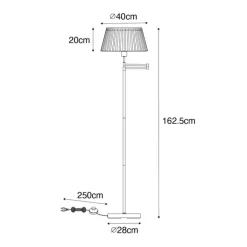 QAZQA Stehlampen|Wohnzimmerlampen*Stehleuchte aus Bronze mit weißem Faltenschirm und verstellbarem Arm – Ladas Deluxe