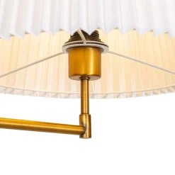 QAZQA Stehlampen|Wohnzimmerlampen*Stehleuchte aus Bronze mit weißem Faltenschirm und verstellbarem Arm – Ladas Deluxe