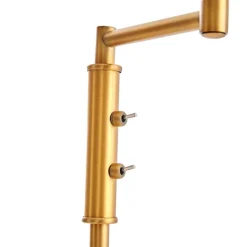 QAZQA Schlafzimmerlampen|Küchenlampen*Stehleuchte aus Bronze mit weißem Schirm und verstellbarer Leselampe – Ladas