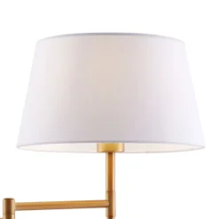 QAZQA Schlafzimmerlampen|Küchenlampen*Stehleuchte aus Bronze mit weißem Schirm und verstellbarer Leselampe – Ladas