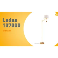 QAZQA Schlafzimmerlampen|Küchenlampen*Stehleuchte aus Bronze mit weißem Schirm und verstellbarer Leselampe – Ladas