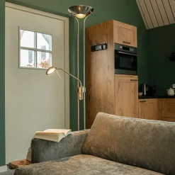 QAZQA Lampen Für Dein Homeoffice|Schlafzimmerlampen*Stehleuchte aus Stahl mit Leseleuchte inkl. LED und Dimmer - Diva 2