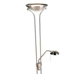 QAZQA Lampen Für Dein Homeoffice|Schlafzimmerlampen*Stehleuchte aus Stahl mit Leseleuchte inkl. LED und Dimmer - Diva 2