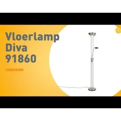 QAZQA Lampen Für Dein Homeoffice|Schlafzimmerlampen*Stehleuchte aus Stahl mit Leseleuchte inkl. LED und Dimmer - Diva 2