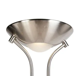 QAZQA Lampen Für Dein Homeoffice|Schlafzimmerlampen*Stehleuchte aus Stahl mit Leseleuchte inkl. LED und Dimmer - Diva 2