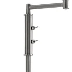 QAZQA Stehlampen|Wohnzimmerlampen*Stehleuchte aus Stahl mit weißem Schirm und verstellbarer Leselampe – Ladas