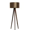 QAZQA Schlafzimmerlampen|Küchenlampen*Stehleuchte Dreibein Walnuss Holz mit Bronze Samt Lampenschirm 50cm - Tripod Classic