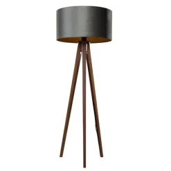 QAZQA Stehlampen|Wohnzimmerlampen*Stehleuchte Dreibein Walnussbaum mit grünem Samt Lampenschirm 50cm - Tripod Classic