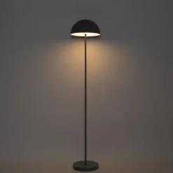 QAZQA Gartenbeleuchtung|Led-Außenleuchten*Stehleuchte für den Außenbereich Pilz Schwarz Wiederaufladbar 3-stufig dimmbar - Keira