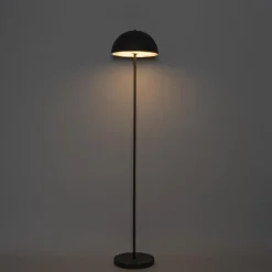 QAZQA Gartenbeleuchtung|Led-Außenleuchten*Stehleuchte für den Außenbereich Pilz Schwarz Wiederaufladbar 3-stufig dimmbar - Keira