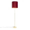 QAZQA Stehlampen|Wohnzimmerlampen*Stehleuchte gold / messing mit veloursschirm rot 40/40 cm - Parte