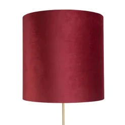 QAZQA Stehlampen|Wohnzimmerlampen*Stehleuchte gold / messing mit veloursschirm rot 40/40 cm - Parte