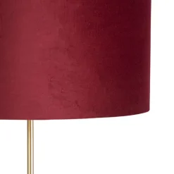 QAZQA Stehlampen|Wohnzimmerlampen*Stehleuchte gold / messing mit veloursschirm rot 40/40 cm - Parte