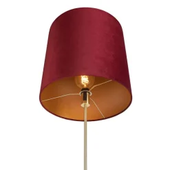 QAZQA Stehlampen|Wohnzimmerlampen*Stehleuchte gold / messing mit veloursschirm rot 40/40 cm - Parte