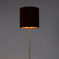 QAZQA Stehlampen|Wohnzimmerlampen*Stehleuchte gold / messing mit veloursschirm rot 40/40 cm - Parte