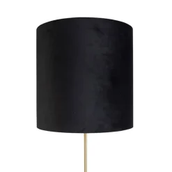 QAZQA Stehlampen|Wohnzimmerlampen*Stehleuchte gold / messing mit veloursschirm schwarz 40/40 cm - Parte