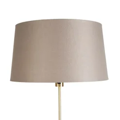 QAZQA Stehlampen|Wohnzimmerlampen*Stehleuchte gold / messing mit Leinenschirm taupe 45 cm - Parte