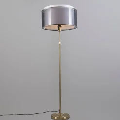 QAZQA Stehlampen|Wohnzimmerlampen*Stehleuchte Gold / Messing mit schwarz / weißem Schirm 47 cm - Parte