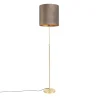 QAZQA Stehlampen|Wohnzimmerlampen*Stehleuchte gold / messing mit Samtschirm taupe 40/40 cm - Parte