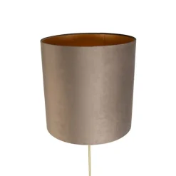 QAZQA Stehlampen|Wohnzimmerlampen*Stehleuchte gold / messing mit Samtschirm taupe 40/40 cm - Parte