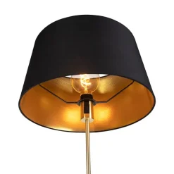 QAZQA Stehlampen|Wohnzimmerlampen*Stehleuchte gold / messing mit schwarzem Schirm verstellbar 45 cm - Parte