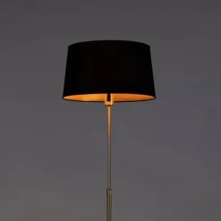 QAZQA Stehlampen|Wohnzimmerlampen*Stehleuchte gold / messing mit schwarzem Schirm verstellbar 45 cm - Parte