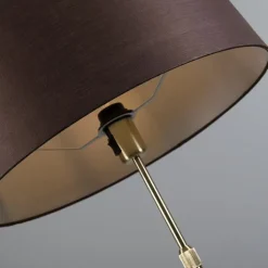 QAZQA Stehlampen|Wohnzimmerlampen*Stehleuchte gold / messing mit Schirm braun verstellbar 45 cm - Parte