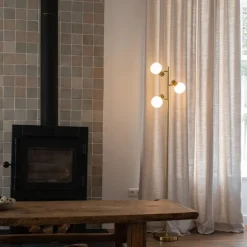 QAZQA Schlafzimmerlampen|Küchenlampen*Stehleuchte Gold mit Opalglas 3-flammig verstellbar - Anouk