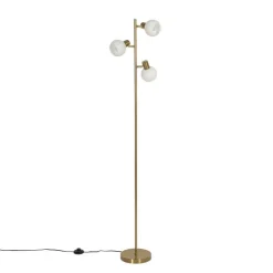 QAZQA Schlafzimmerlampen|Küchenlampen*Stehleuchte Gold mit Opalglas 3-flammig verstellbar - Anouk