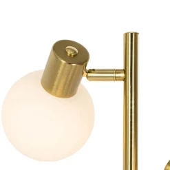 QAZQA Schlafzimmerlampen|Küchenlampen*Stehleuchte Gold mit Opalglas 3-flammig verstellbar - Anouk