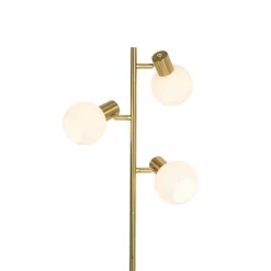 QAZQA Schlafzimmerlampen|Küchenlampen*Stehleuchte Gold mit Opalglas 3-flammig verstellbar - Anouk