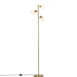QAZQA Schlafzimmerlampen|Küchenlampen*Stehleuchte Gold mit Opalglas 3-flammig verstellbar - Anouk