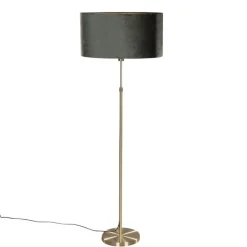 QAZQA Stehlampen|Wohnzimmerlampen*Stehleuchte Gold mit ovalem Samtschirm Grün 50cm - Parte