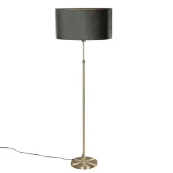QAZQA Stehlampen|Wohnzimmerlampen*Stehleuchte Gold mit ovalem Samtschirm Grün 50cm - Parte