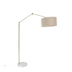 QAZQA Stehlampen|Wohnzimmerlampen*Stehleuchte Gold mit Schirm hellbraun 50 cm verstellbar - Herausgeber