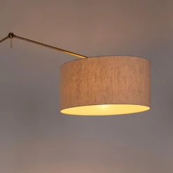 QAZQA Stehlampen|Wohnzimmerlampen*Stehleuchte Gold mit Schirm hellgrau 50 cm verstellbar - Herausgeber