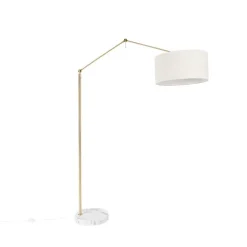 QAZQA Stehlampen|Wohnzimmerlampen*Stehleuchte Gold mit Schirm hellgrau 50 cm verstellbar - Herausgeber