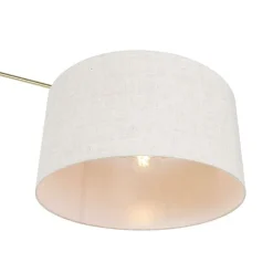 QAZQA Stehlampen|Wohnzimmerlampen*Stehleuchte Gold mit Schirm hellgrau 50 cm verstellbar - Herausgeber