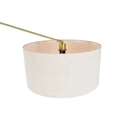 QAZQA Stehlampen|Wohnzimmerlampen*Stehleuchte Gold mit Schirm hellgrau 50 cm verstellbar - Herausgeber