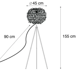 QAZQA Stehlampen|Wohnzimmerlampen*Stehleuchte im Landhausstil Stahl mit Weiß - Feather