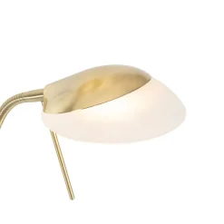 QAZQA Schlafzimmerlampen|Küchenlampen*Stehleuchte Messing inkl. LED und Dimmer mit Leselampe - Empoli