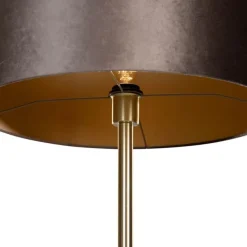 QAZQA Stehlampen|Wohnzimmerlampen*Stehleuchte Messing mit Samt-Schirm Braun 50cm - Simplo