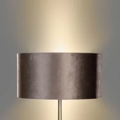 QAZQA Stehlampen|Wohnzimmerlampen*Stehleuchte Messing mit Samt-Schirm Braun 50cm - Simplo