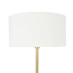 QAZQA Schlafzimmerlampen|Küchenlampen*Stehleuchte Messing mit Schirm weiß 50 cm - Simplo